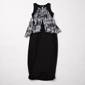 Emma & Michele Black and White Asymmetrical Dress